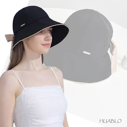 Wide Brim Hats for Woman Foldable Hats Sun Hats for Women uv Protection Bowknot Bucket hat Adjustable hat with Ponytail Hole