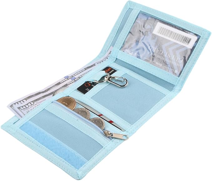 NEICY RFID Blocking Canvas Wallet for Men and Women - Camo Trifold Outdoor Sports Wallets with Magic Sticker for Teen Kids (Blue Bling)