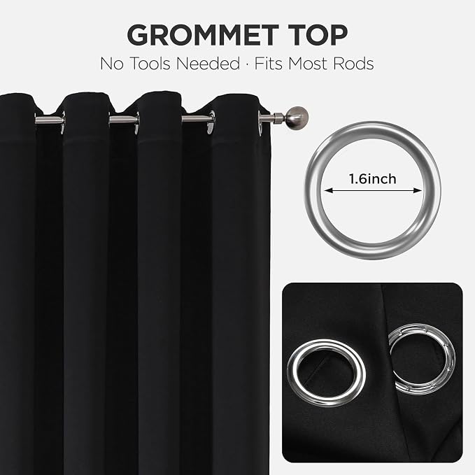 Joydeco Blackout Patio Sliding Door Curtains 96 Inches Long, Grommet Privacy - Image 7