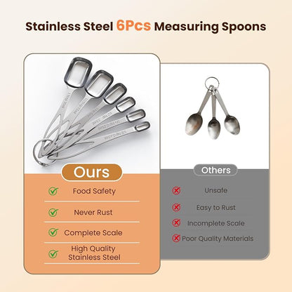 6PCS Narrow Measuring Spoons Set, Stainless Steel Measuring Spoon Fits in Spice - Image 7