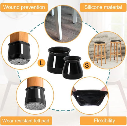 32 Pcs Chair Leg Protectors for Hardwood Floors, Silicone Felt Furniture Leg - Image 6