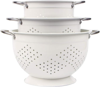 Rorence Powder Coated Steel Colanders: 1.5 Quart 3 Quart & 5 Quart Set of 3 by Rorence