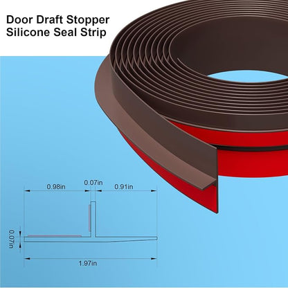 T-Shaped Door Draft Stopper, 1.97 in x 40 Ft Silicone Seal Strip - Image 2