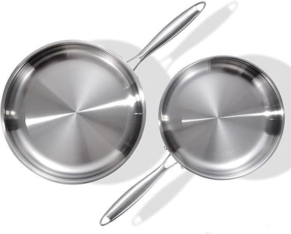 DELARLO Tri-Ply Stainless Steel Pan, 18/10 Frying Pan, Oven Safe Up to 600°F by DELARLOCOOKWARE