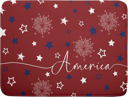 Giwawa 4th of July Dish Drying Mat 18"x24" Patriotic Usa Stars America Firework by Giwawa