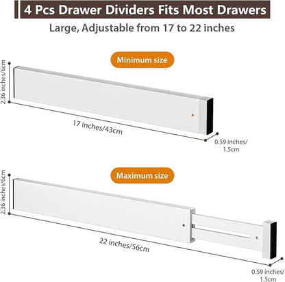 DUCOO 4 PCS Drawer Divider, Expandable Separators - Image 2