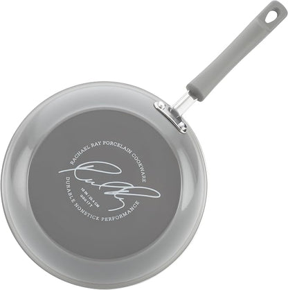 Rachael Ray Brights Nonstick Cookware Pots and Pans Set, 14 Piece, Sea Salt Gray - Image 9