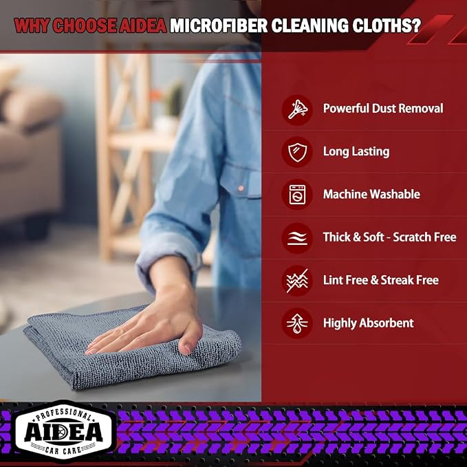 AIDEA Microfiber Cleaning Cloth Grey 10PK, Micro Fiber Cloth - Image 3