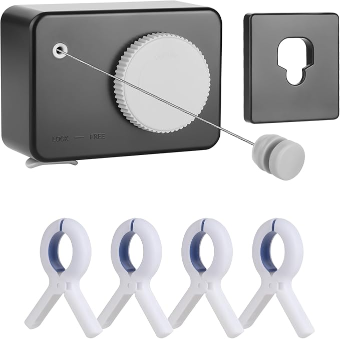Retractable Clothesline Indoor/Outdoor, Anti-Sag for Drying Clothes Line Retracting Indoor/Outdoor, We Equipped This 13.8 Fts Laundry line Retractable with 4 Large Clips