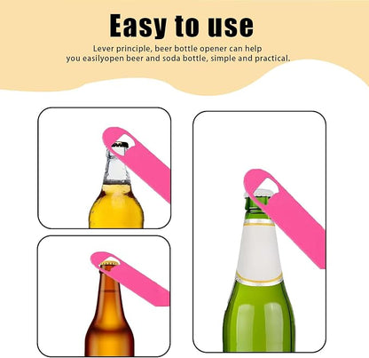 5 Pcs Pink Stainless Steel Heavy Duty Flat Bottle Openers, 7 Inch Solid Beer - Image 4