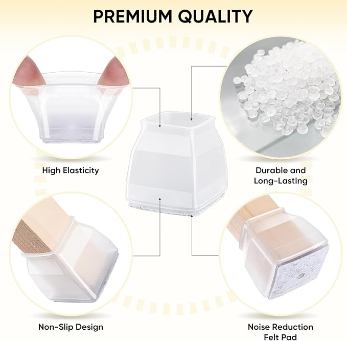 BALEINE 32 Pack Silicone Chair Leg Floor Protectors, Stool Leg Protectors Cap - Image 2