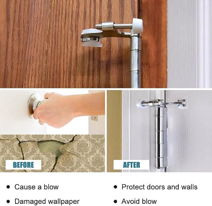 8 Pack Hinge Pin Brushed Nickel Door Stopper, Adjustable Heavy Duty Hinge Pin - Image 5