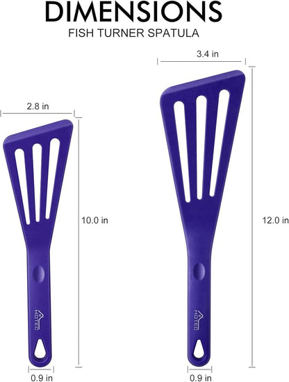 HOTEC 600℉ Heat Resistant Silicone Slotted Fish Turner Spatula Set, BPA Free - Image 2