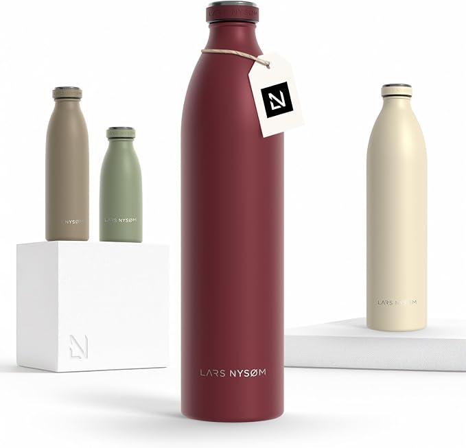 LARS NYSØM Stainless Steel Insulated XL Water Bottle 12oz 17oz 25oz 34oz 51oz | by LN