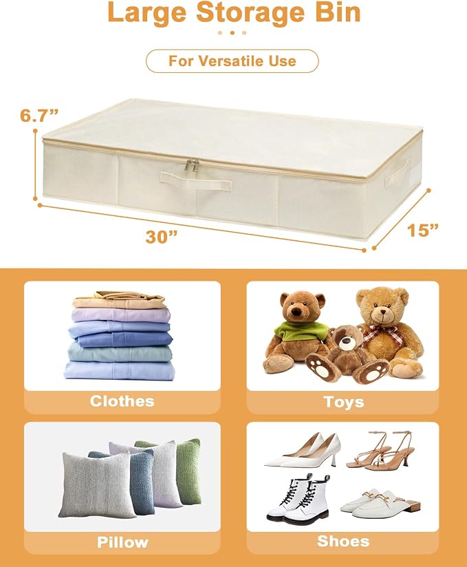 punemi Underbed Storage, 3 Pack Clothing Storage Bags W/Sturdy Handles - Image 5