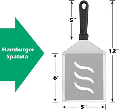 Metal Spatula Set of 2, HaSteeL Large 12x5In Stainless Steel Griddle Spatula - Image 2