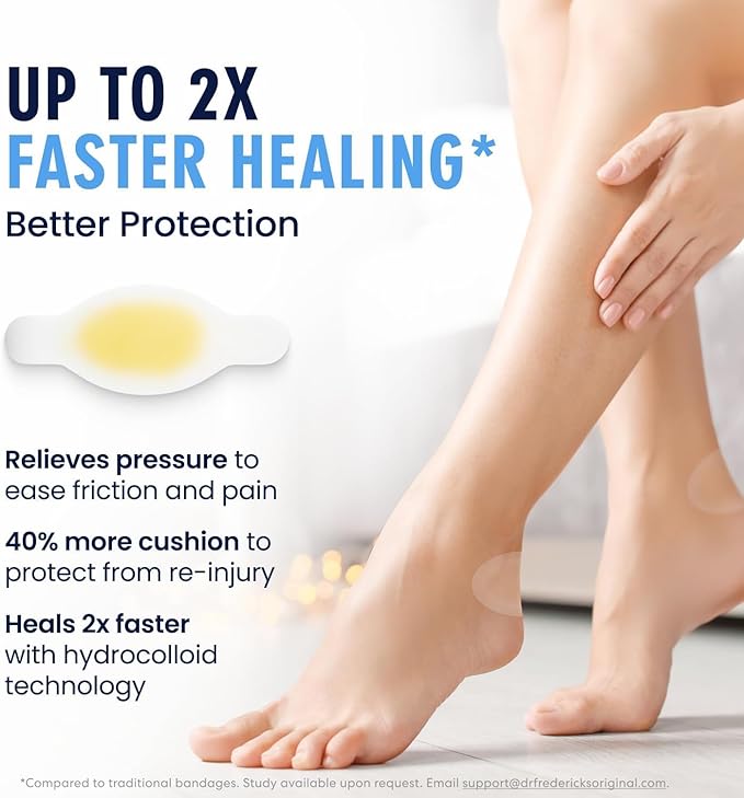 Dr. Frederick's Original Better Blister Bandages - 10 ct - Water-Resistant - 40% More Cushioning - Hydrocolloid Pads for Foot & Toe Protection & Recovery - Blister Relief Pads - Toe Pack