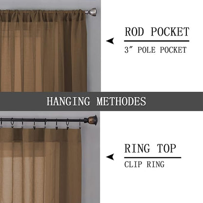 Tollpiz Sheer Curtains Bedroom Linen Textured Curtain Sheers Light Filtering - Image 5