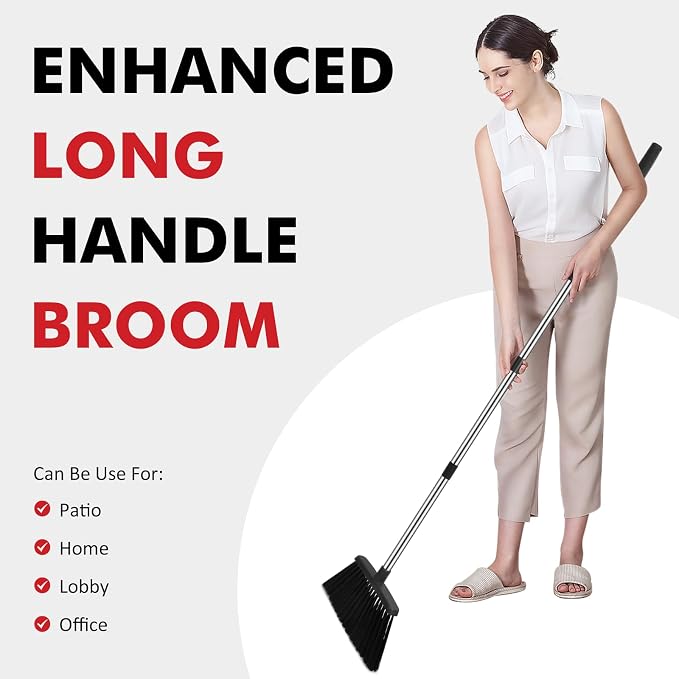 Heavy Duty Broom, 55 Inch Long Handle Outdoor Large Angle Brooms, Commercial - Image 7
