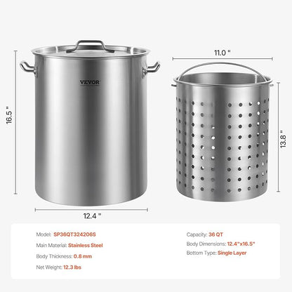 VEVOR Stainless Steel Stockpot, 36 Quart Cooking Pots, Cookware Sauce Pot - Image 7