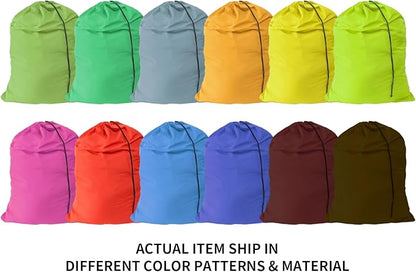 Extra Large Laundry Bag Travel Laundry Bags with Drawstring Closure Fit a Laundry Basket or Hamper for college dorm and apartment dwellers Machine Washable 30"x40" (Mixed Color 12 Pack)