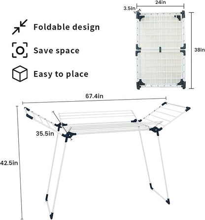 Clothes Drying Rack Adjustable Gullwing and Foldable Space-Saving Laundry Rack - Image 4