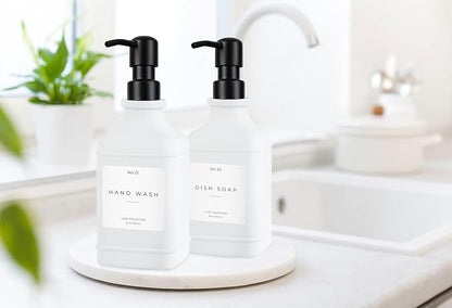 Emerson Essentials Glass Soap Dispenser Set – 16 oz 2-Pack – Refillable Dish & - Image 4