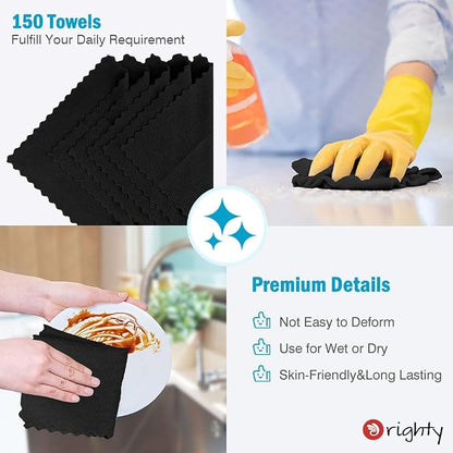 Orighty Black Microfiber Cleaning Cloth, 150 Pack Highly Absorbent Cleaning - Image 5