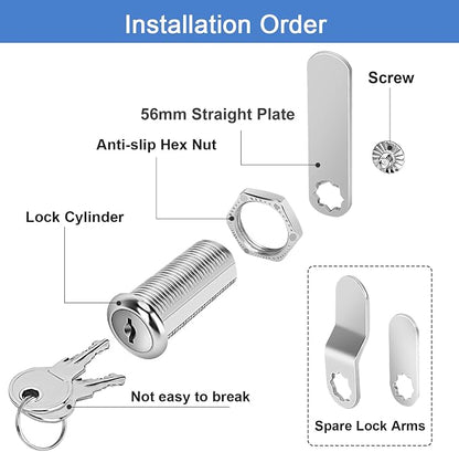 Cabinet Lock with Keys, 1-1/2" Long Cam Locks keyed Alike, Cam Lock Set - Image 7