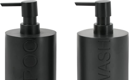Matte Black Resin 2 Piece Shampoo and Body Wash Dispenser Set, Luxurious - Image 8