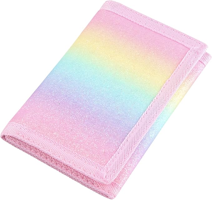 NEICY RFID Blocking Canvas Wallet for Men and Women - Camo Trifold Outdoor Sports Wallets with Magic Sticker for Teen Kids (Rainbow1)