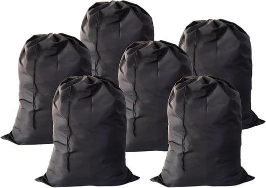 Extra Large Laundry Bag 6 Pack, Travel Laundry Bags with Drawstring Closure, 30"x40", for college, dorm and apartment dwellers (6Pcs Black)