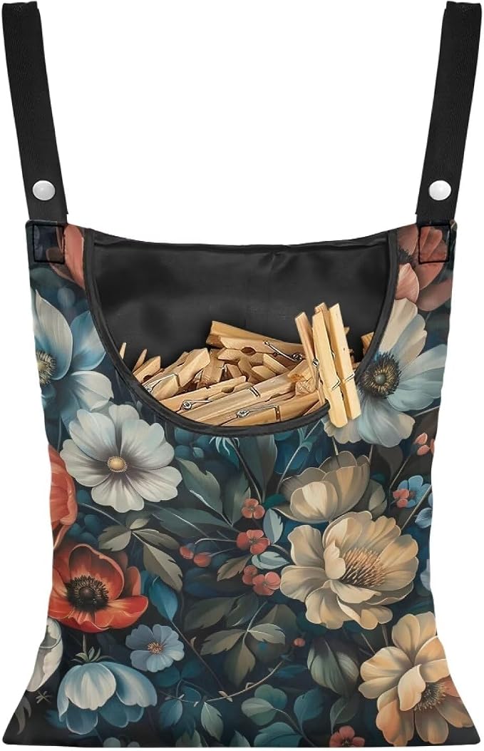 Art Flowers Clothes Pin Bags Clothespin Bag Holder Clothespin Holder 14.5 x 12 by CREAMIC
