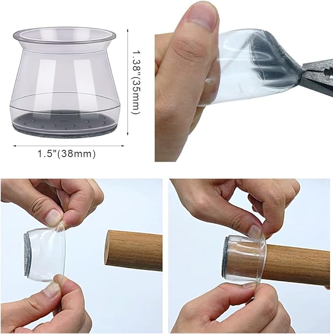 BUMACO 40Pcs Chair Leg Floor Protectors Chair Leg Protectors for Hardwood Floors Silicone Pads Covers to Protect Floors Universal L Clear Fit (1-5/16"~2")