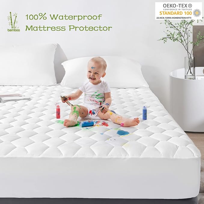 GRT Twin Mattress Protector Waterproof, Rayon from Bamboo, Cooling Quilted - Image 3