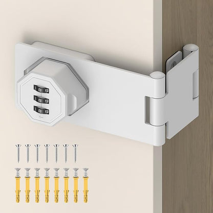 90 Degree 3-Digit Combination Cabinet Lock, Zinc Alloy Keyless Folding Hasp by BiceNoning