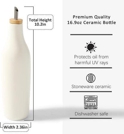 HOMCDALY Olive Oil and Vinegar Dispenser Set, Two 16oz Ceramic Oil Dispenser - Image 4
