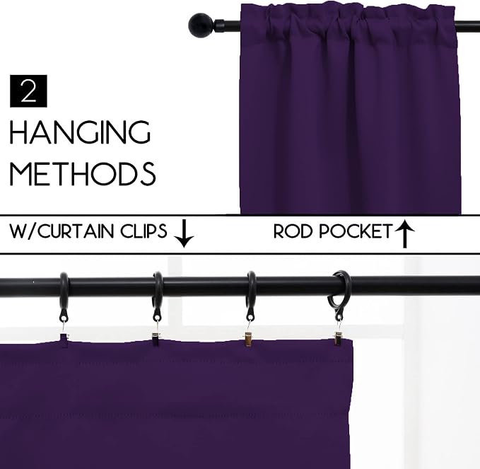 Pickluc Purple Cafe Half Window Curtain, 30 Inches Length, Rod Pocket Small - Image 2