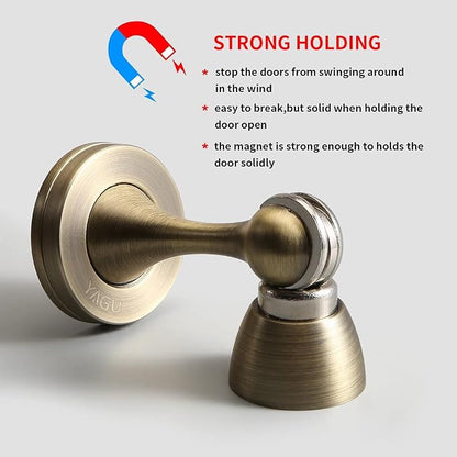 YAGU Door Stopper 4 Pack Magnetic Door Stops, Zinc Alloy Brushed Bronze Door - Image 3