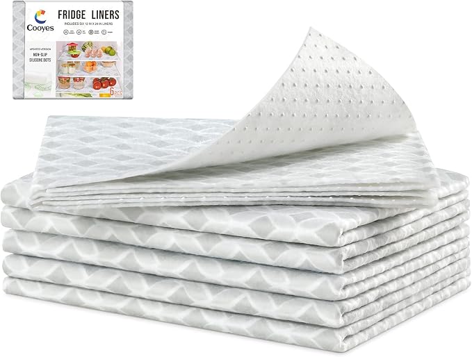 Cooyes Refrigerator Liners 17.7" x 24", Absorbent Strong Grip Fridge Mats by Cooyes