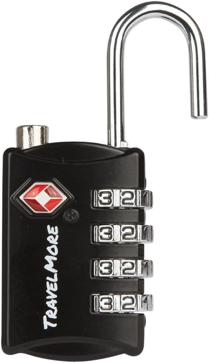 TSA Luggage Locks with 4 Digit Combination – Heavy Duty Set Your Own Padlocks for Travel, Baggage, Suitcases & Backpacks - 1 Pack Black
