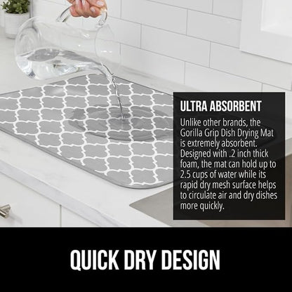 GORILLA GRIP Ultra Water Absorbent Microfiber Dish Drying Mat, Quick Dry Thick - Image 3