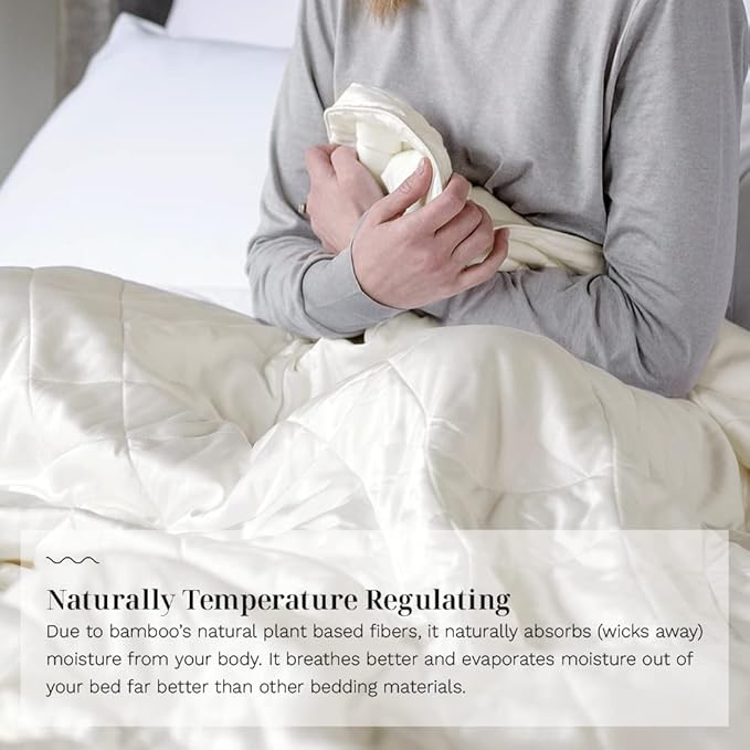 LUXOME Lightweight Blanket | 100% Rayon (Viscose) from Bamboo Fabric & Fill | Full/Queen - 86"x92" | Super Soft | Thermal-Regulating | Ivory