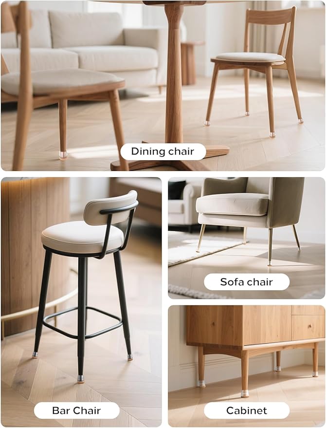 24-Pack Silicone Chair Leg Floor Protectors for Hardwood Floors -Felt Furniture Pads, Rubber Chair Leg Covers/Caps - No Noise & Scratch-Proof - Round Large (Fits 1 5/16"-1 7/16" / 32-36mm), Clear