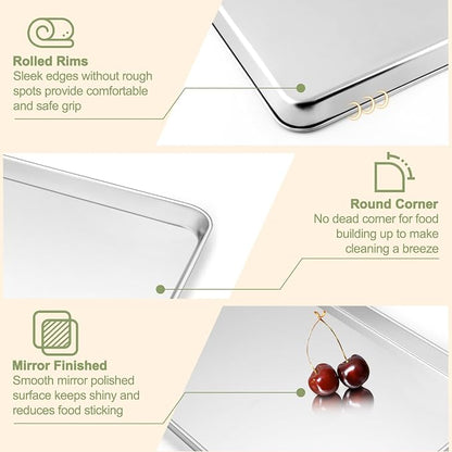 TeamFar Baking Sheet with Rack Set, 16/12.5/9 Inch Stainless Steel Cookie - Image 3