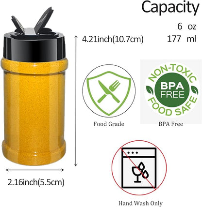 24 Pack 6oz Clear Plastic Spice Jars - Image 2