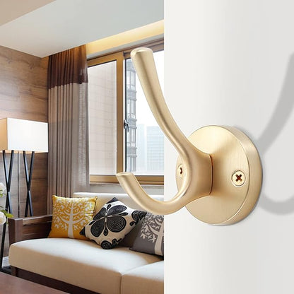 Gold Wall Hooks, 6 Pack Coat Robe Hook Heavy Duty Metal Double Bath Hook Wall - Image 4