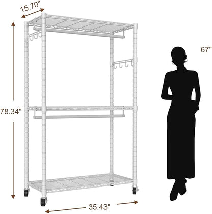 Clothes Rack, Clothing Rack for Hanging Clothes, 3 Tiers Adjustable Heavy Duty - Image 5