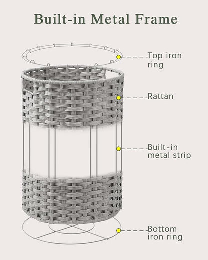 34.3 Gal Large Laundry Hamper Laundry Basket Round Handwoven Wicker Laundry - Image 9