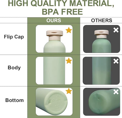 ASEVAT 10oz 4Pcs Plastic Refillable Travel Shampoo & Conditioner Bottles With Flip Cap